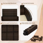 Set da Salotto da Esterno in Rattan da 4 Pezzi Set di Mobili da Giardino in Vimini