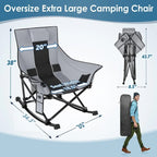 Fauteuil de camping chauffant surdimensionné, fauteuil de camping à bascule, fauteuils chauffants pliants portables, gris et noir, batterie externe non incluse