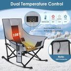 Fauteuil de camping chauffant surdimensionné, fauteuil de camping à bascule, fauteuils chauffants pliants portables, gris et noir, batterie externe non incluse