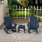 Polytrends Shoreside - Set da 3 pezzi: Sedie a Dondolo Adirondack in Polietilene per Esterni, Resistenti alle Intemperie ed Ecologiche, con Tavolino Laterale