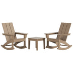 Polytrends Shoreside - Set da 3 pezzi: Sedie a Dondolo Adirondack in Polietilene per Esterni, Resistenti alle Intemperie ed Ecologiche, con Tavolino Laterale