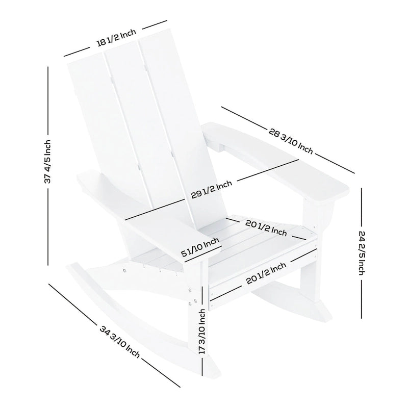Polytrends Shoreside - Set da 3 pezzi: Sedie a Dondolo Adirondack in Polietilene per Esterni, Resistenti alle Intemperie ed Ecologiche, con Tavolino Laterale