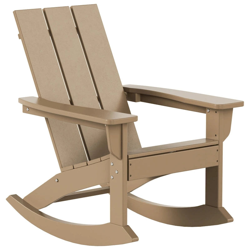 Polytrends Shoreside - Set da 3 pezzi: Sedie a Dondolo Adirondack in Polietilene per Esterni, Resistenti alle Intemperie ed Ecologiche, con Tavolino Laterale