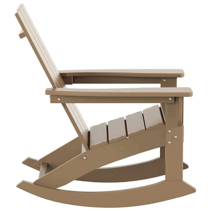 Polytrends Shoreside - Set da 3 pezzi: Sedie a Dondolo Adirondack in Polietilene per Esterni, Resistenti alle Intemperie ed Ecologiche, con Tavolino Laterale