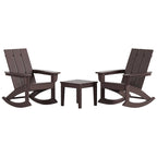 Polytrends Shoreside - Set da 3 pezzi: Sedie a Dondolo Adirondack in Polietilene per Esterni, Resistenti alle Intemperie ed Ecologiche, con Tavolino Laterale