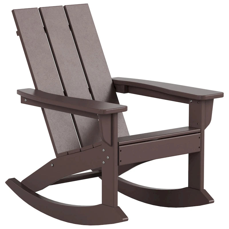 Polytrends Shoreside - Set da 3 pezzi: Sedie a Dondolo Adirondack in Polietilene per Esterni, Resistenti alle Intemperie ed Ecologiche, con Tavolino Laterale