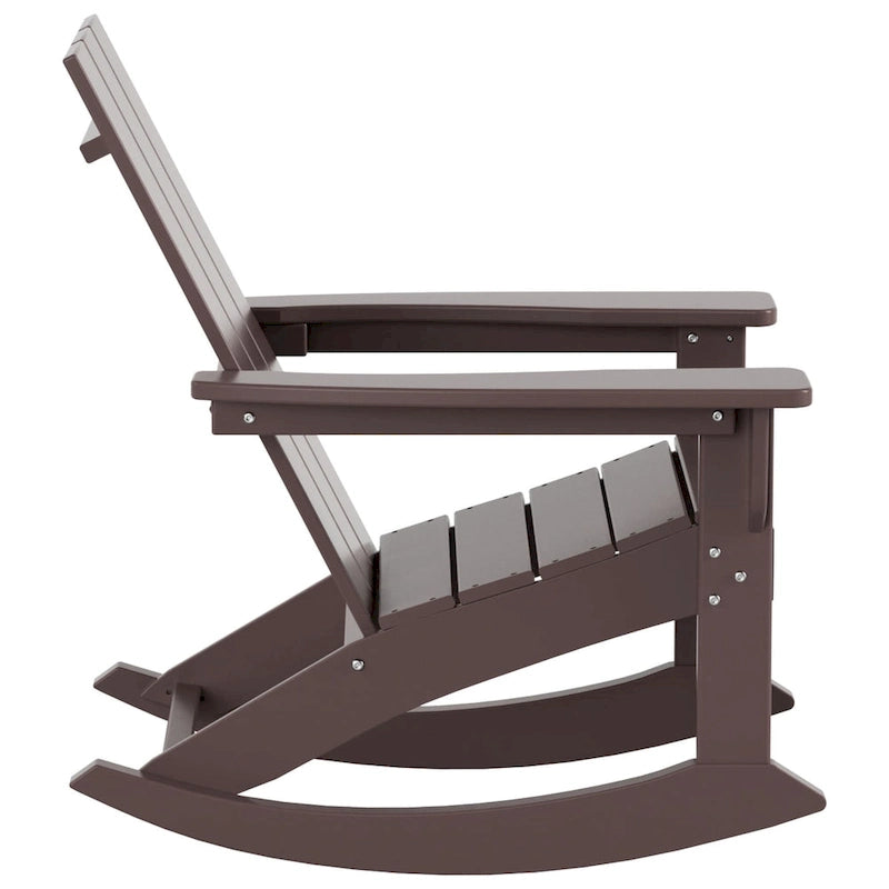Polytrends Shoreside - Set da 3 pezzi: Sedie a Dondolo Adirondack in Polietilene per Esterni, Resistenti alle Intemperie ed Ecologiche, con Tavolino Laterale
