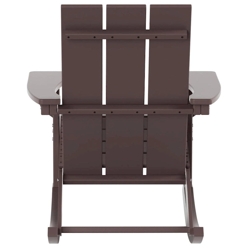 Polytrends Shoreside - Set da 3 pezzi: Sedie a Dondolo Adirondack in Polietilene per Esterni, Resistenti alle Intemperie ed Ecologiche, con Tavolino Laterale