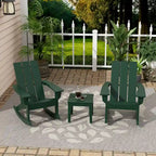 Polytrends Shoreside - Set da 3 pezzi: Sedie a Dondolo Adirondack in Polietilene per Esterni, Resistenti alle Intemperie ed Ecologiche, con Tavolino Laterale