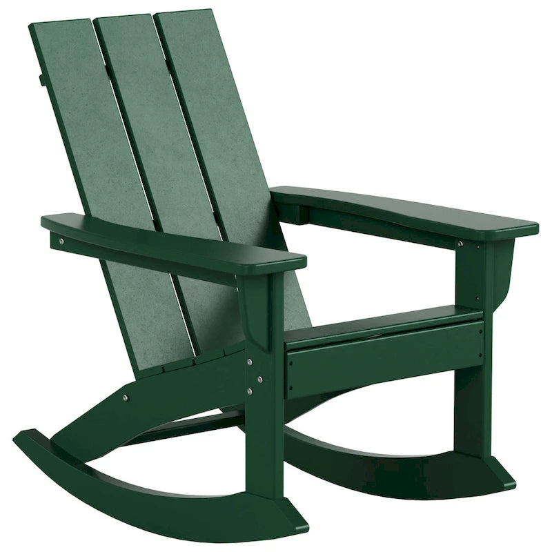Polytrends Shoreside - Set da 3 pezzi: Sedie a Dondolo Adirondack in Polietilene per Esterni, Resistenti alle Intemperie ed Ecologiche, con Tavolino Laterale
