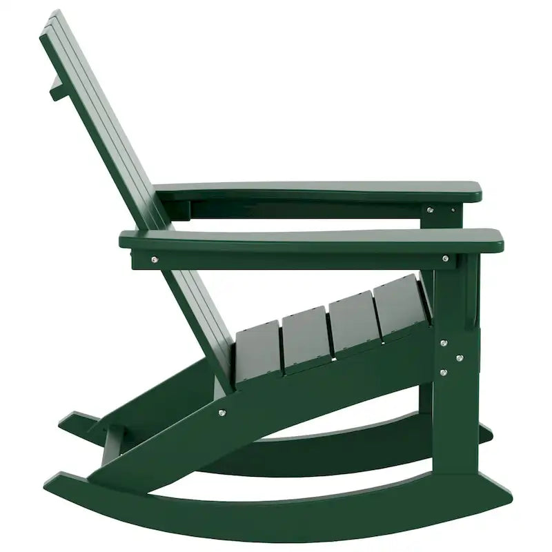 Polytrends Shoreside - Set da 3 pezzi: Sedie a Dondolo Adirondack in Polietilene per Esterni, Resistenti alle Intemperie ed Ecologiche, con Tavolino Laterale
