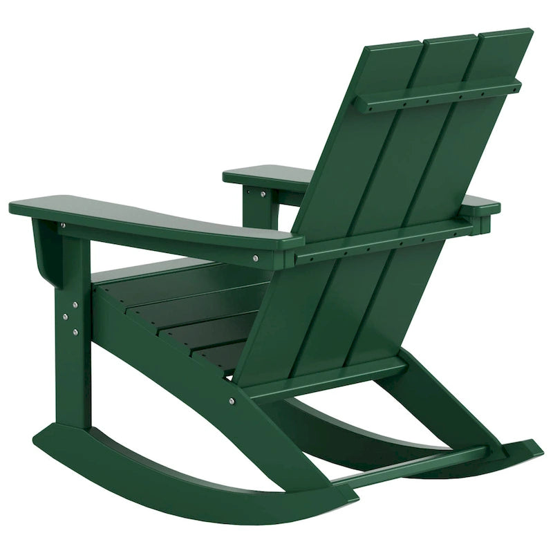 Polytrends Shoreside - Set da 3 pezzi: Sedie a Dondolo Adirondack in Polietilene per Esterni, Resistenti alle Intemperie ed Ecologiche, con Tavolino Laterale