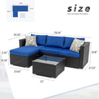 Futzca Arredamento da Esterno per Patio, Set Divano Sezionale Piccolo in Rattan con Schienale Basso Resistente alle Intemperie