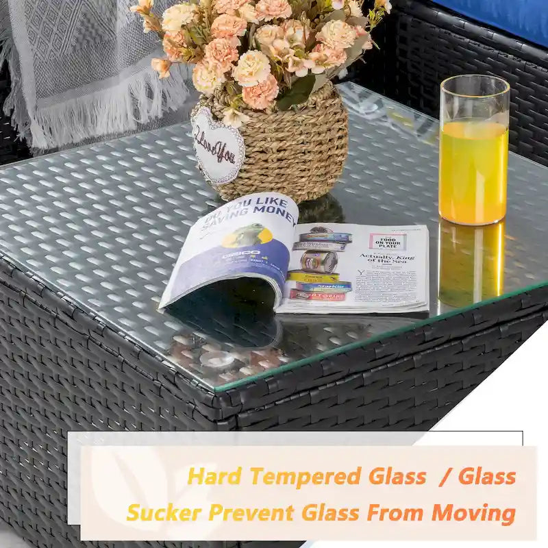 Futzca Arredamento da Esterno per Patio, Set Divano Sezionale Piccolo in Rattan con Schienale Basso Resistente alle Intemperie