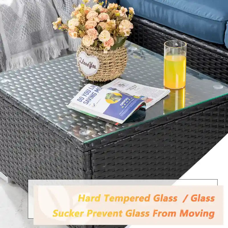 Futzca Arredamento da Esterno per Patio, Set Divano Sezionale Piccolo in Rattan con Schienale Basso Resistente alle Intemperie