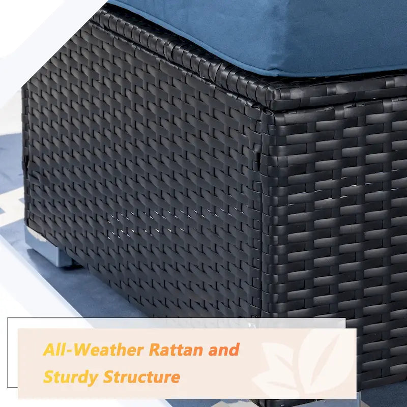 Futzca Arredamento da Esterno per Patio, Set Divano Sezionale Piccolo in Rattan con Schienale Basso Resistente alle Intemperie