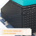 Futzca Arredamento da Esterno per Patio, Set Divano Sezionale Piccolo in Rattan con Schienale Basso Resistente alle Intemperie