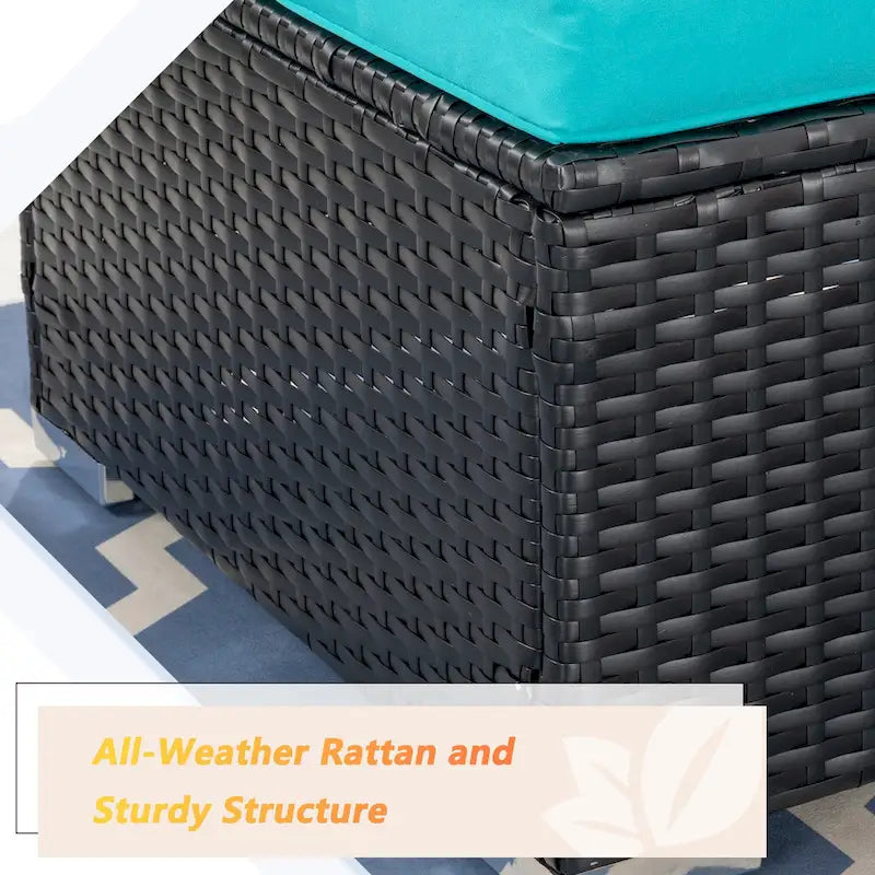 Futzca Arredamento da Esterno per Patio, Set Divano Sezionale Piccolo in Rattan con Schienale Basso Resistente alle Intemperie