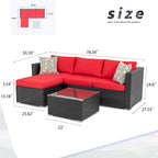 Futzca Arredamento da Esterno per Patio, Set Divano Sezionale Piccolo in Rattan con Schienale Basso Resistente alle Intemperie