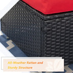 Futzca Arredamento da Esterno per Patio, Set Divano Sezionale Piccolo in Rattan con Schienale Basso Resistente alle Intemperie