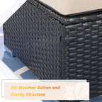 Futzca Arredamento da Esterno per Patio, Set Divano Sezionale Piccolo in Rattan con Schienale Basso Resistente alle Intemperie