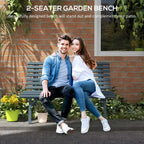 Panca da Giardino Outsunny 48.5, Panca da Esterno per Patio, Panca da Parco Leggera in Alluminio con Sedile a Doghe