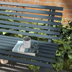 Panca da Giardino Outsunny 48.5, Panca da Esterno per Patio, Panca da Parco Leggera in Alluminio con Sedile a Doghe