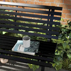 Panca da Giardino Outsunny 48.5, Panca da Esterno per Patio, Panca da Parco Leggera in Alluminio con Sedile a Doghe