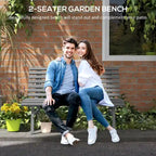 Panca da Giardino Outsunny 48.5, Panca da Esterno per Patio, Panca da Parco Leggera in Alluminio con Sedile a Doghe
