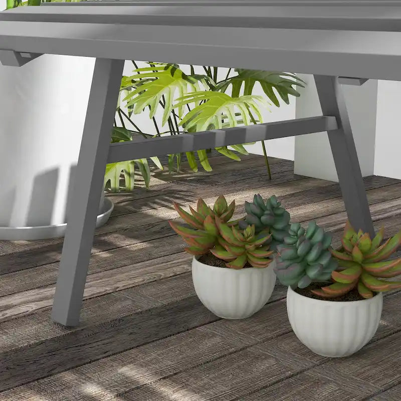 Panca da Giardino Outsunny 48.5, Panca da Esterno per Patio, Panca da Parco Leggera in Alluminio con Sedile a Doghe