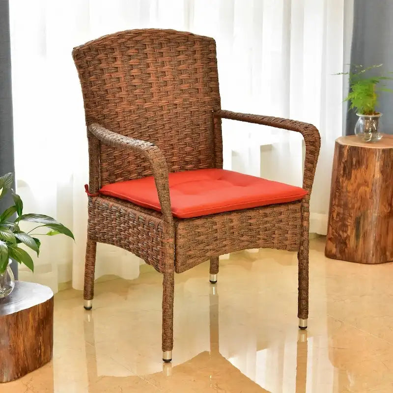 Chaise de salle à manger d'extérieur Majorca en résine tressée avec coussin