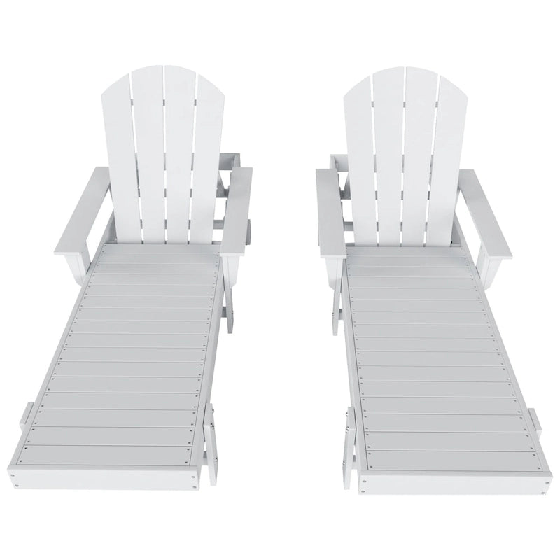 Polytrends Laguna Chaise longue inclinable d'extérieur en PEHD toutes saisons avec bras et roues (Lot de 2)