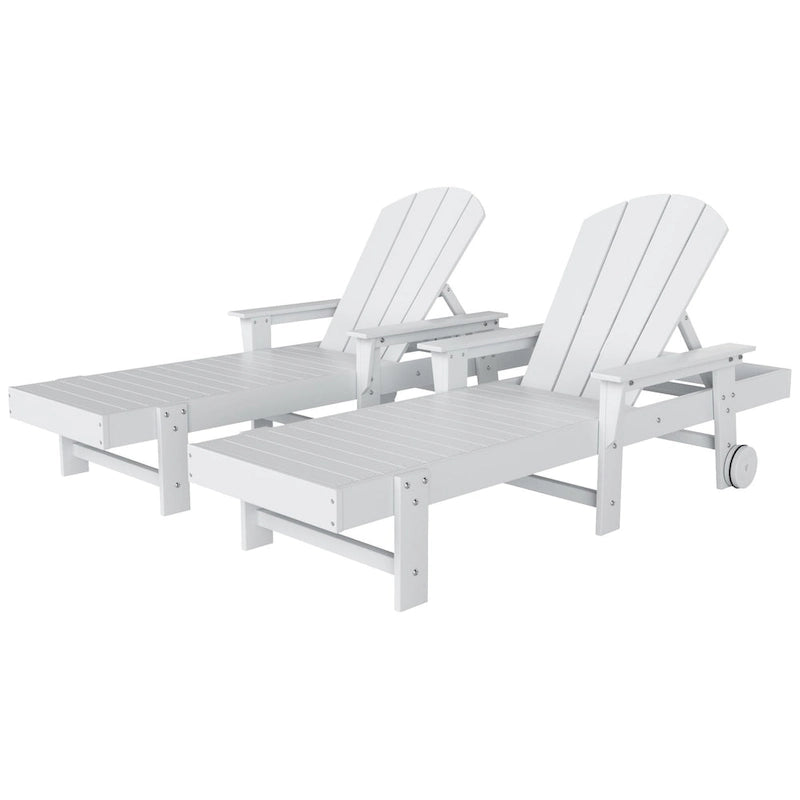 Polytrends Laguna Chaise longue inclinable d'extérieur en PEHD toutes saisons avec bras et roues (Lot de 2)