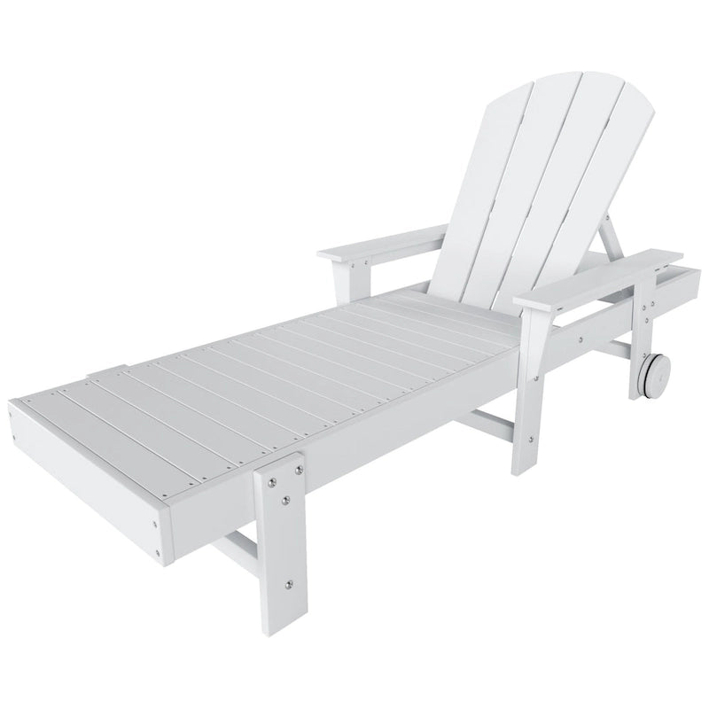 Polytrends Laguna Chaise longue inclinable d'extérieur en PEHD toutes saisons avec bras et roues (Lot de 2)