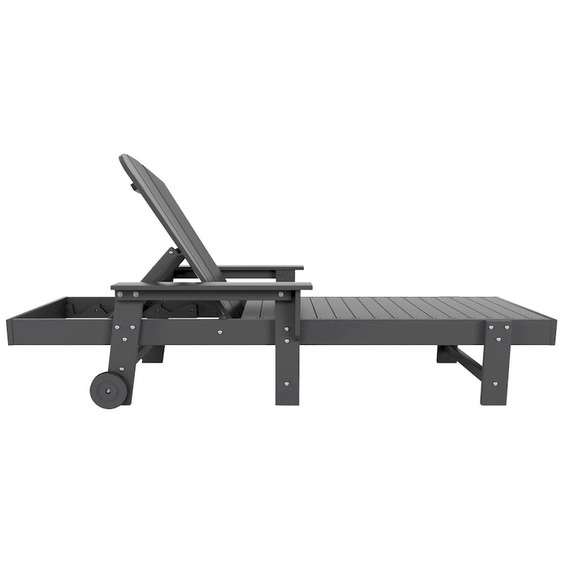 Polytrends Laguna Chaise longue inclinable d'extérieur en PEHD toutes saisons avec bras et roues (Lot de 2)