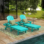 Polytrends Laguna Chaise longue inclinable d'extérieur en PEHD toutes saisons avec bras et roues (Lot de 2)