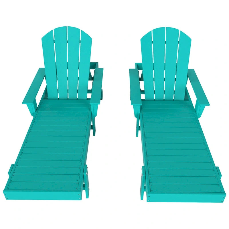 Polytrends Laguna Chaise longue inclinable d'extérieur en PEHD toutes saisons avec bras et roues (Lot de 2)