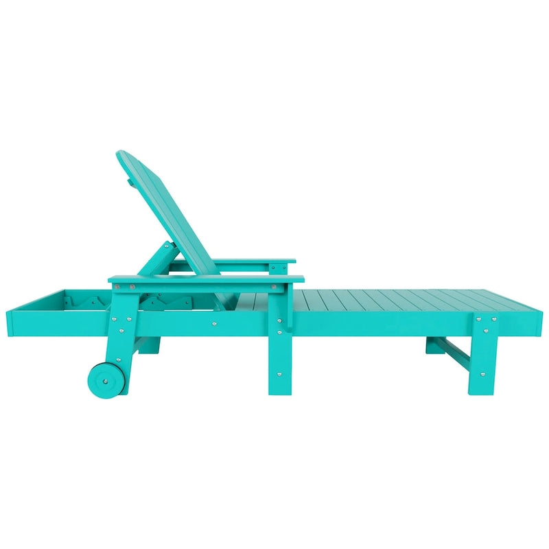 Polytrends Laguna Chaise longue inclinable d'extérieur en PEHD toutes saisons avec bras et roues (Lot de 2)