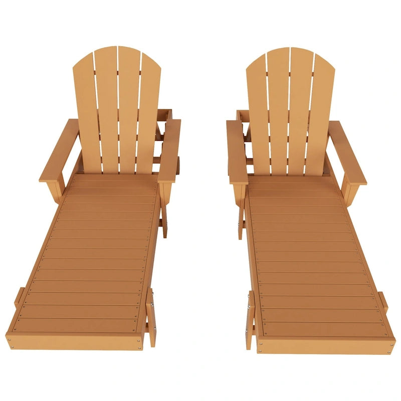 Polytrends Laguna Chaise longue inclinable d'extérieur en PEHD toutes saisons avec bras et roues (Lot de 2)