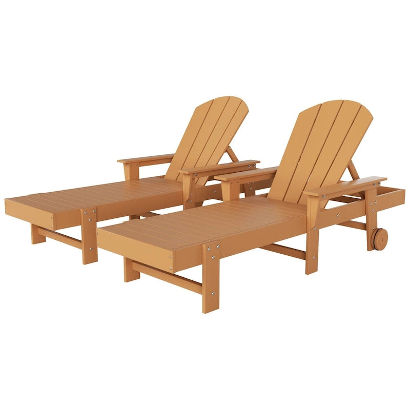 Polytrends Laguna Chaise longue inclinable d'extérieur en PEHD toutes saisons avec bras et roues (Lot de 2)