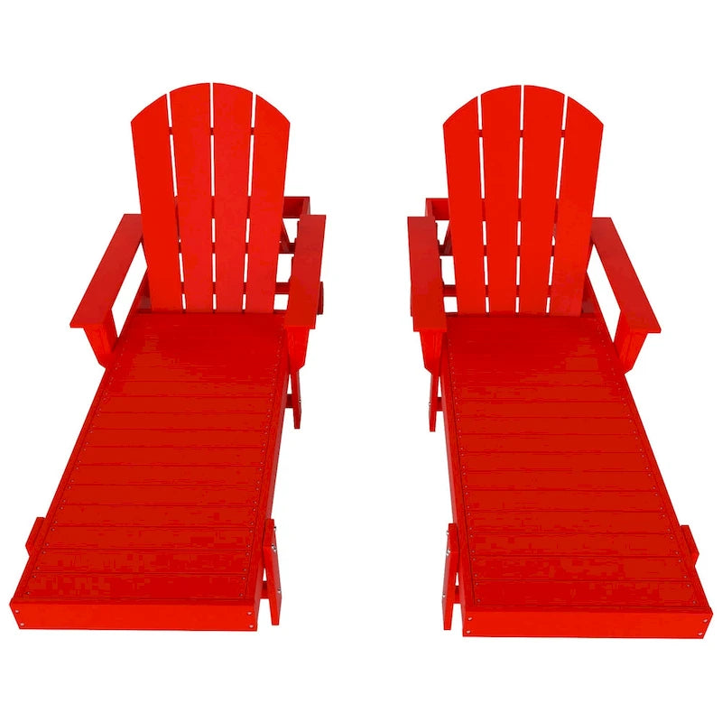 Polytrends Laguna Chaise longue inclinable d'extérieur en PEHD toutes saisons avec bras et roues (Lot de 2)