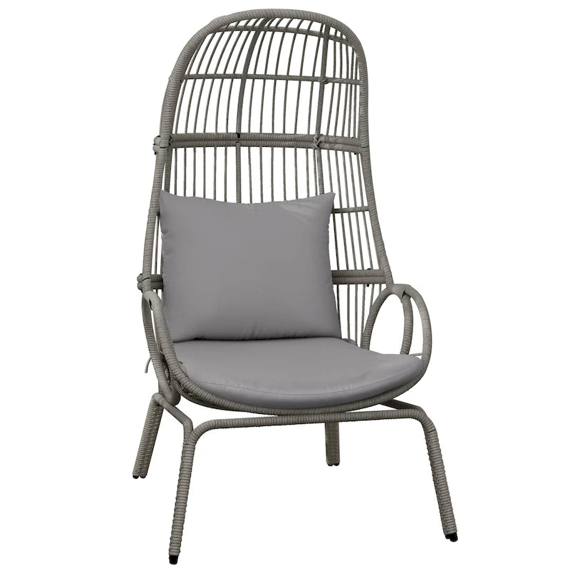 Panier de chaise œuf étroit en osier d'extérieur Moasis avec coussins