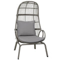 Panier de chaise œuf étroit en osier d'extérieur Moasis avec coussins