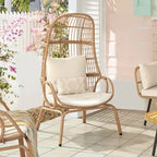 Moasis Outdoor Narrow Wicker Egg Chair Basket with Cushions