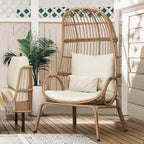 Panier de chaise œuf étroit en osier d'extérieur Moasis avec coussins
