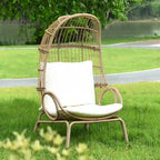 Panier de chaise œuf étroit en osier d'extérieur Moasis avec coussins