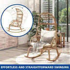 Panier de chaise œuf étroit en osier d'extérieur Moasis avec coussins