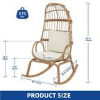 Panier de chaise œuf étroit en osier d'extérieur Moasis avec coussins
