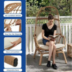 Panier de chaise œuf étroit en osier d'extérieur Moasis avec coussins