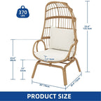 Panier de chaise œuf étroit en osier d'extérieur Moasis avec coussins